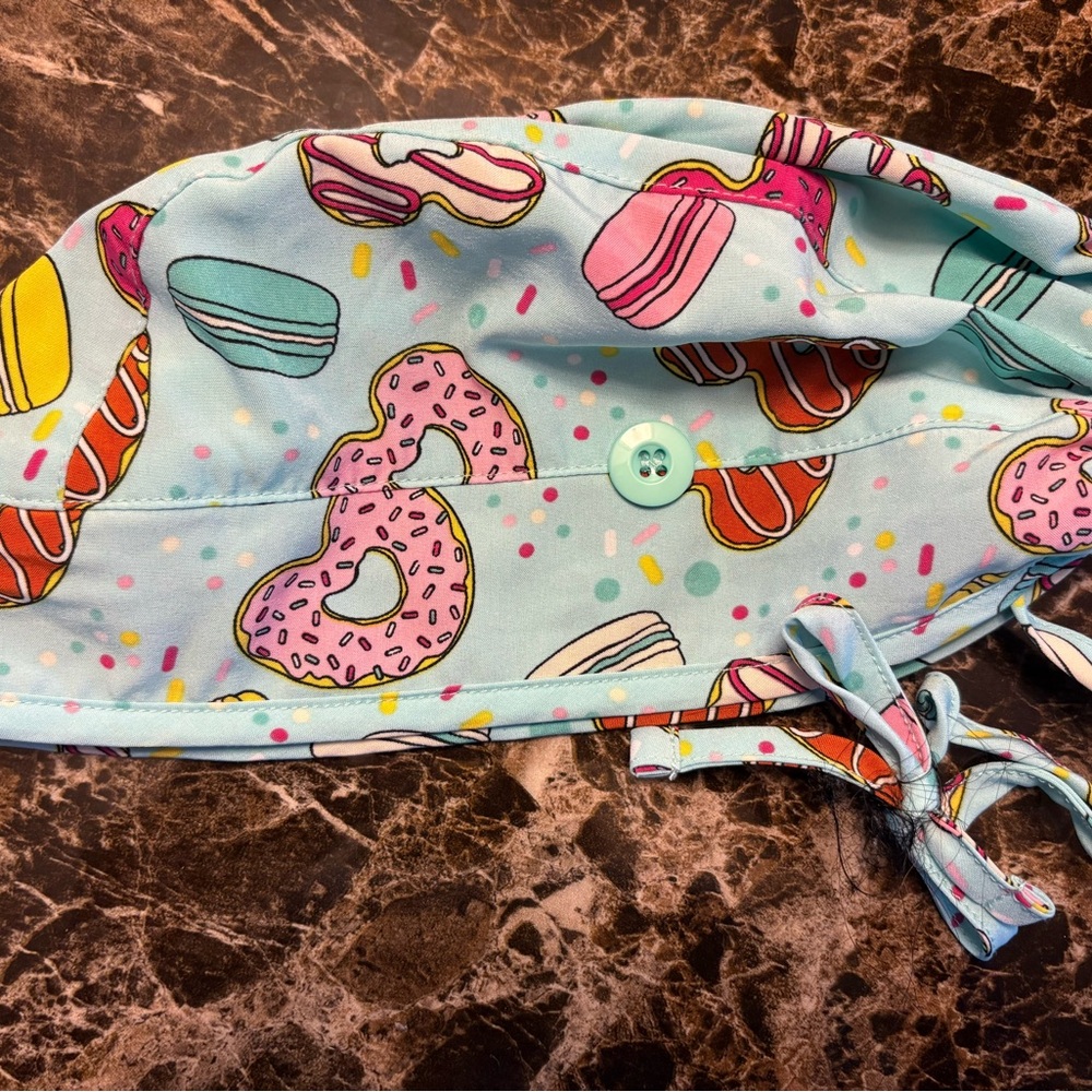 Colorful Donut Print Scrub Cap